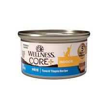 Wellness core + indoor cat tuna & tilapia recipe canned cat food 3oz