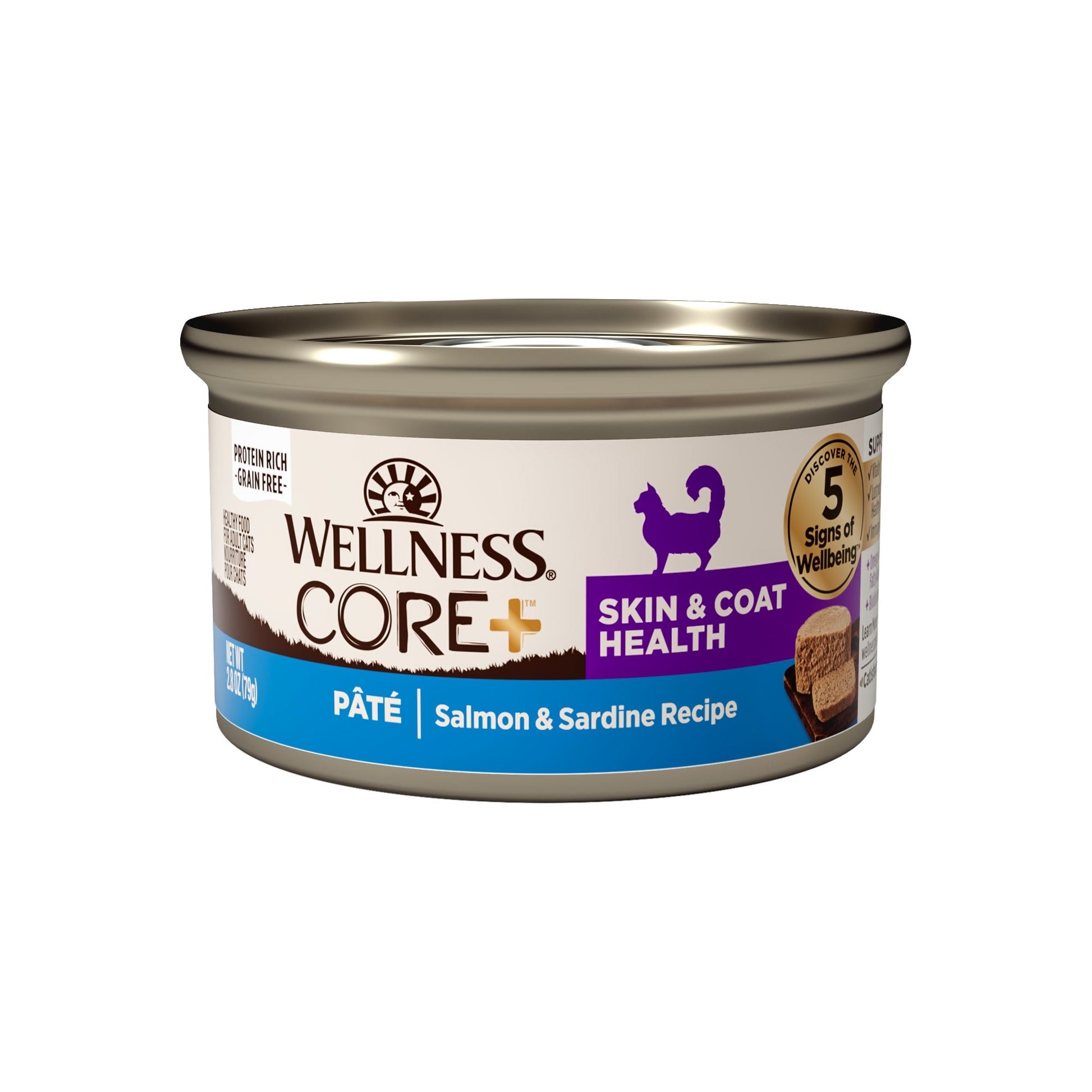 Wellness core + skin & coat health pate canned cat food 3oz salmon & sardine recipe