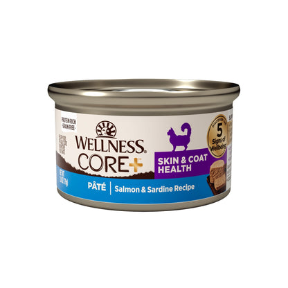 Wellness core + skin & coat health pate canned cat food 3oz salmon & sardine recipe