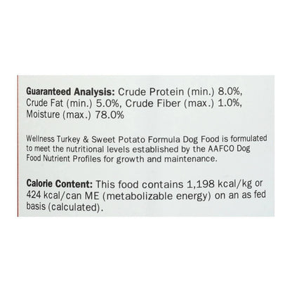 Wellness Dog Food Turkey and Sweet Potato – Grain - Free Recipe, 12.5 oz | High - Quality, Natural Wet Dog Food