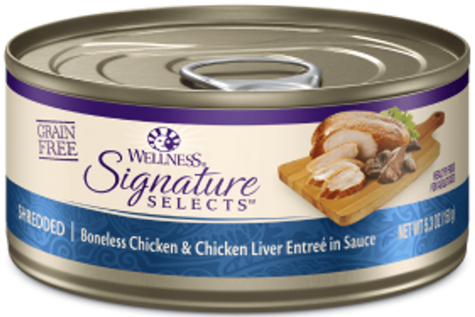 Wellness signature selects shredded boneless chicken & chicken liver
