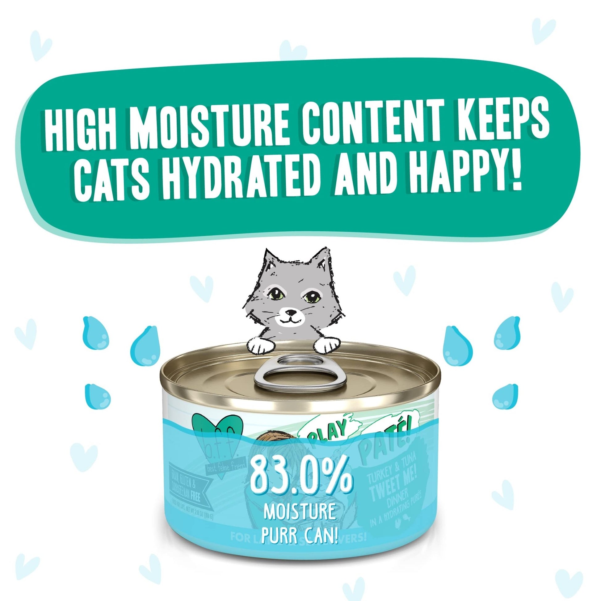Weruva B.F.F. Play - Best Feline Friend Paté Lovers, Aw Yeah!, Turkey & Tuna Tweet Me! with Turkey & Tuna, 2.8oz Can (Pack of 12)