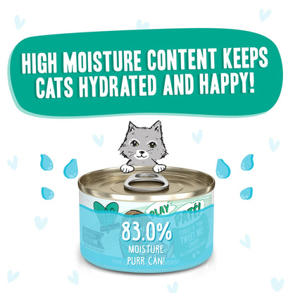 Weruva B.F.F. Play - Best Feline Friend Paté Lovers, Aw Yeah!, Turkey & Tuna Tweet Me! with Turkey & Tuna, 2.8oz Can (Pack of 12)