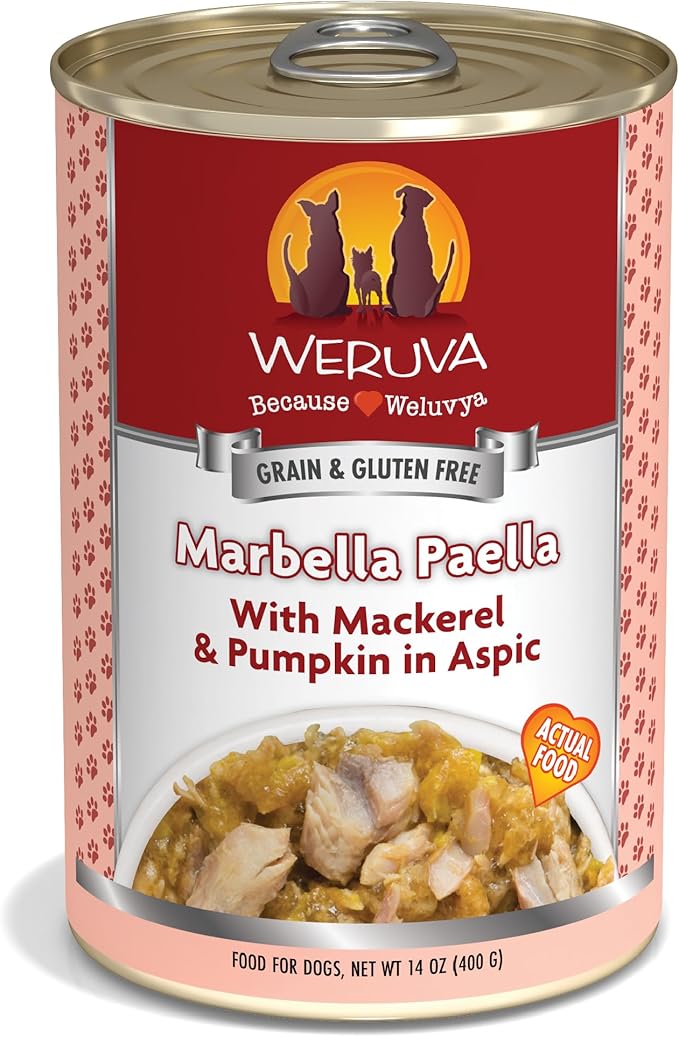Weruva canned dog food marbella paella with mackerel and pumpkin 14 oz