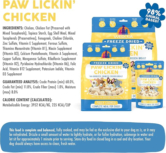 Weruva Freeze dried dinner paw lickin chicken 5.5 oz