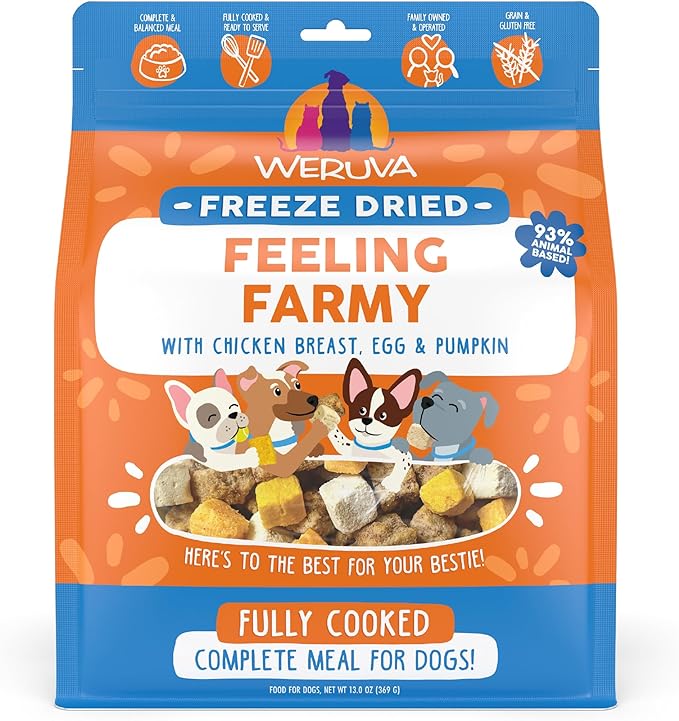 Weruva Freeze dried feeling farmy with chicken breast, egg and pumpkin 13 oz