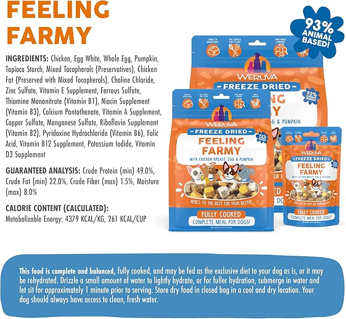 Weruva Freeze dried feeling farmy with chicken breast, egg and pumpkin 13 oz