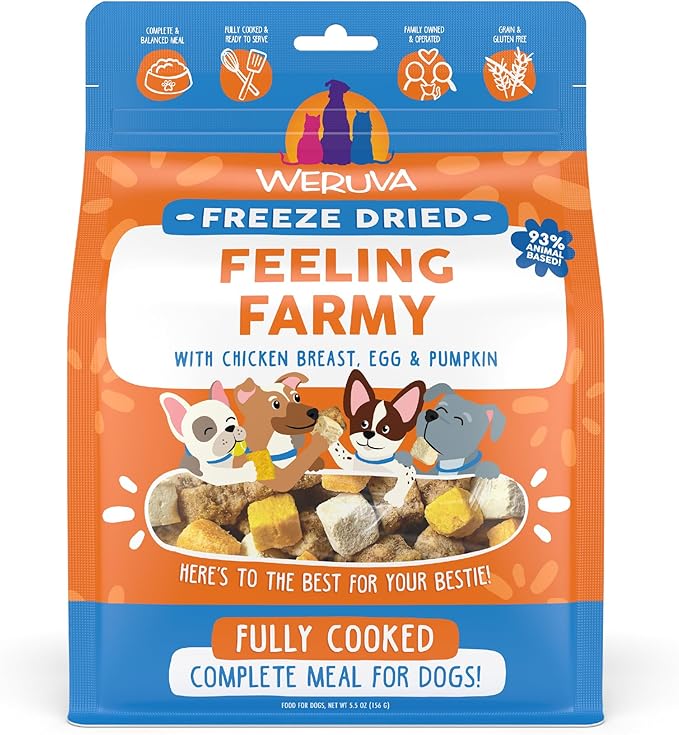 Weruva Freeze dried feeling farmy with chicken breast, egg and pumpkin 5.5 oz