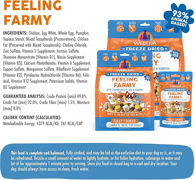 Weruva Freeze dried feeling farmy with chicken breast, egg and pumpkin 5.5 oz