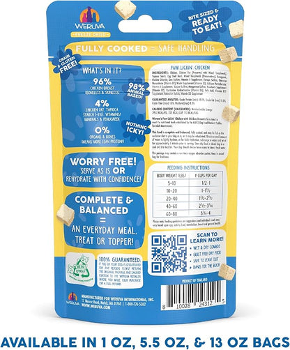 Weruva freeze dried paw lickin chicken fully cooked complete meal for dogs 1oz