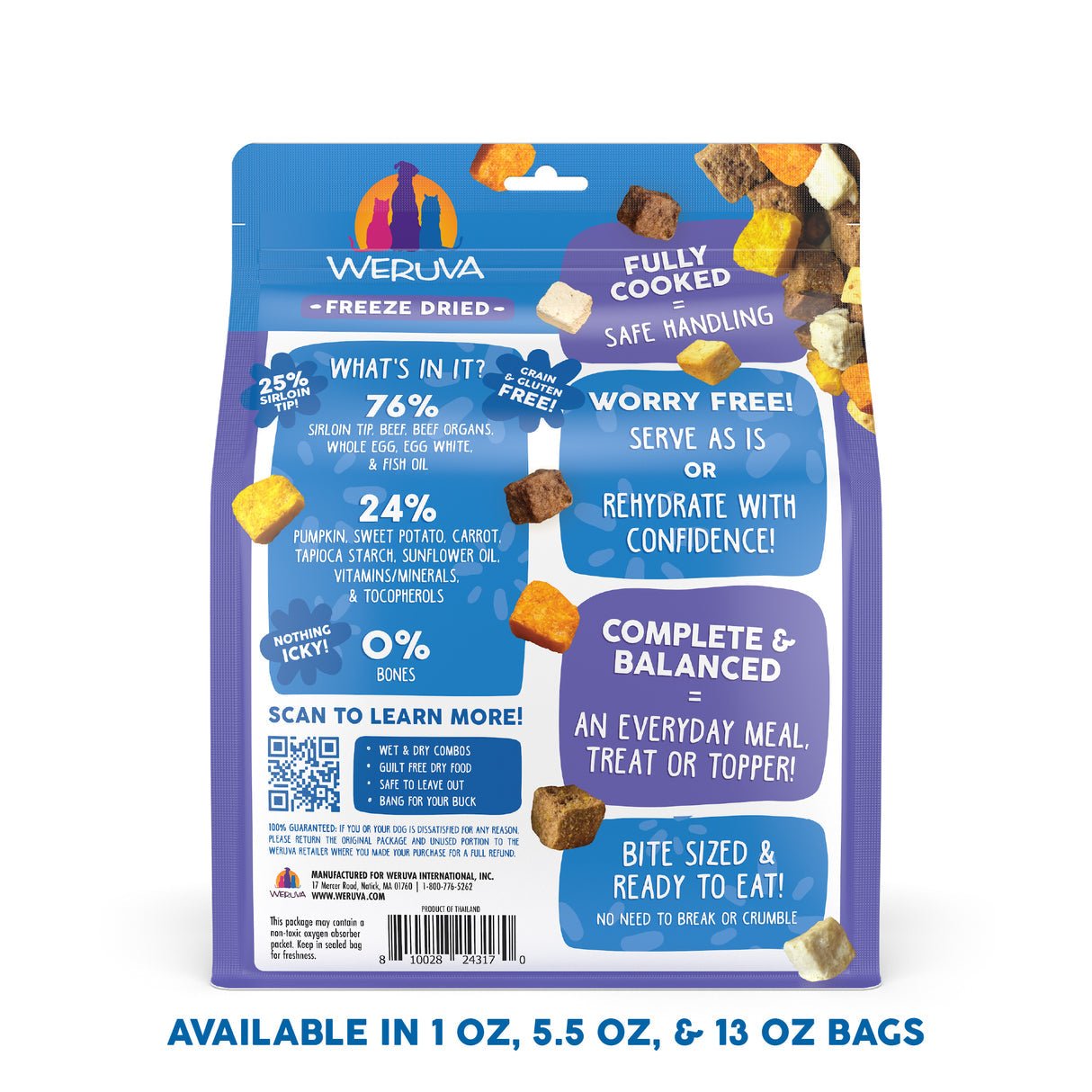 Weruva Freeze dried steak frites dinner with sirloin tip, egg pumpkin and sweet potato 13 oz