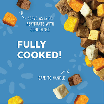 Weruva freeze dried steak frites dinner with sirloin tip,egg, pumpkin and sweet potato fully cooked complete meal for dogs 1oz