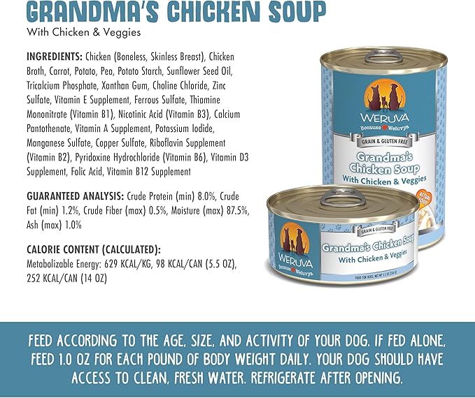 Weruva grandmas chicken soup with chicken veggies canned food 14oz dog food