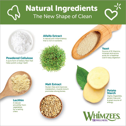 Whimzees By Wellness Brushing Dental Chews For Dogs, Grain - Free, Long Lasting Treats, Freshens Breath Medium Breed, 12 Count