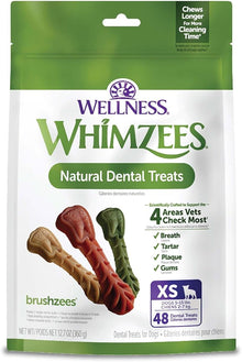 Whimzees by Wellness Brushzees Natural Grain Free X - Small Dental Chews for Dogs, 12.7 oz., Count of 48