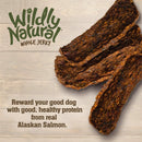 Wildly Natural Whole Jerky Dog Treats | Limited Ingredient, Made in USA Jerky | Grain Free & Nothing Artificial | Alaskan Salmon, 5 oz