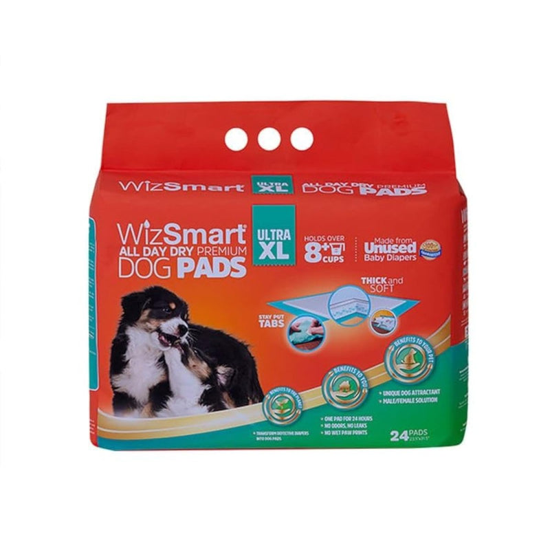 WizSmart Heavyweight Ultra XL Dog & Puppy Training Pads, Made with Upcycled Unusued Baby Diapers and Renewable EucaFluff,Cup , 23.5" x 31.5"