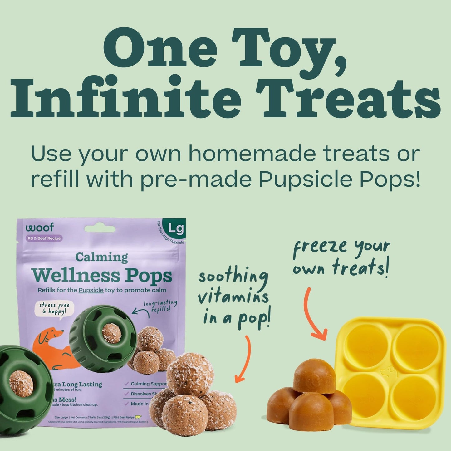 WOOF Pupsicle - Long - Lasting Interactive Dog Toy to Keep Your Pup Distracted - Safe for Dogs - Low - Mess Design - Dog Toys for Large Dogs 25 - 75 lbs