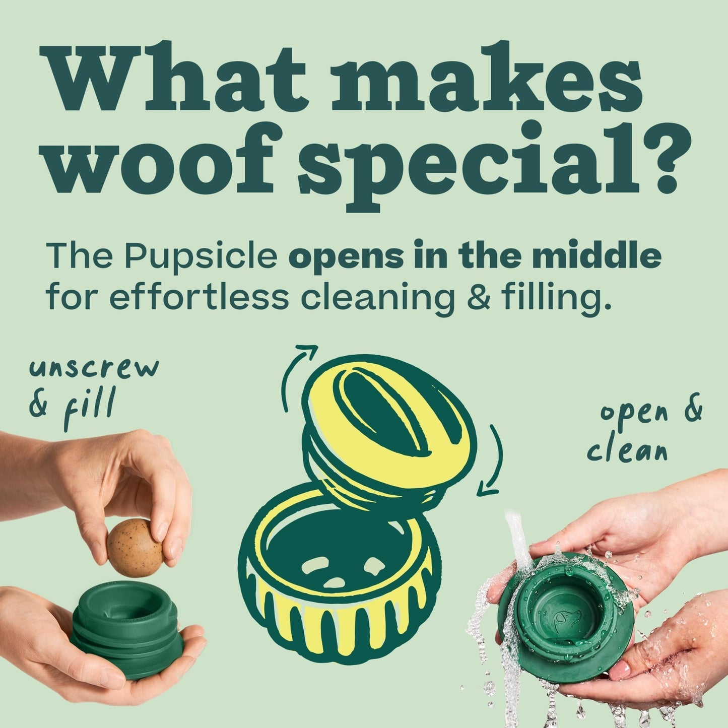 WOOF Pupsicle - Long - Lasting Interactive Dog Toy to Keep Your Pup Distracted - Safe for Dogs - Low - Mess Design - Dog Toys for Large Dogs 25 - 75 lbs