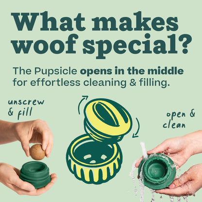 WOOF Pupsicle - Long - Lasting Interactive Dog Toy to Keep Your Pup Distracted - Safe for Dogs - Low - Mess Design - Dog Toys for Large Dogs 25 - 75 lbs