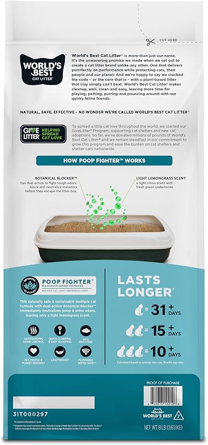 Worlds best cat litter poop fighter maximum odor defense 8lbs
