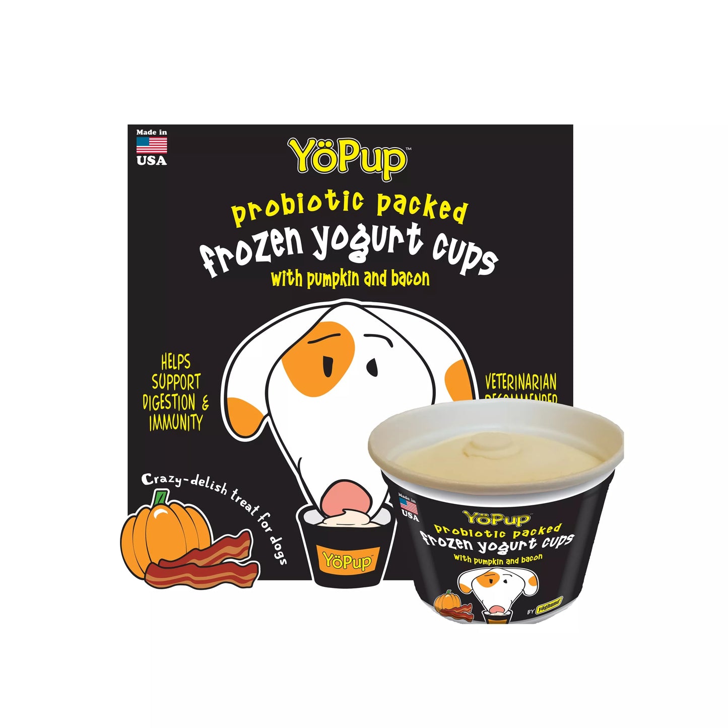 Yopup probiotic frozen yogurt cup pumpkin bacon