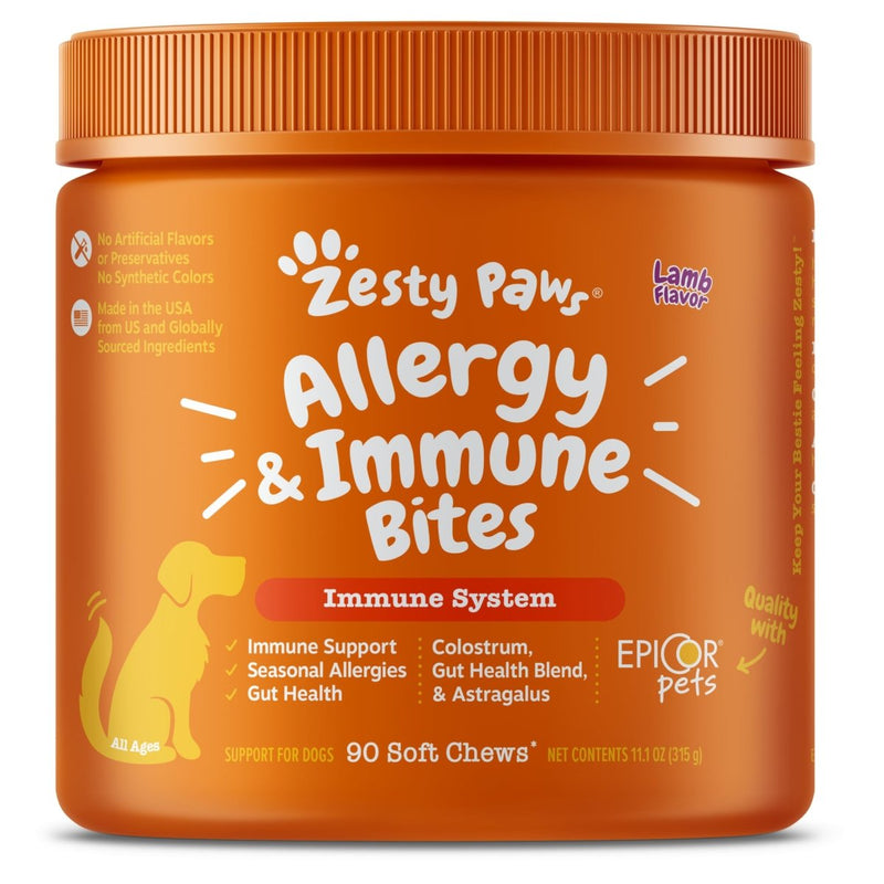 Zesty Paws Allergy & Immune Supplement for Dogs With Omega 3 - EpiCor & Colostrum