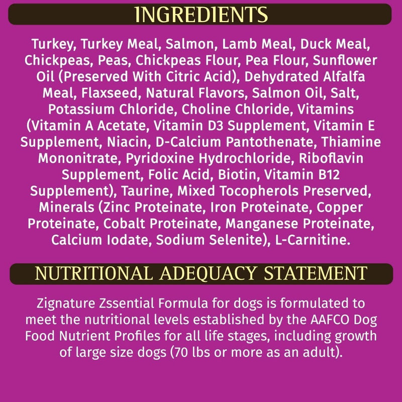 Zignature Zssential Limited Ingredient Formula Dry Dog Food Small Bites Dry Dog Food 4lb