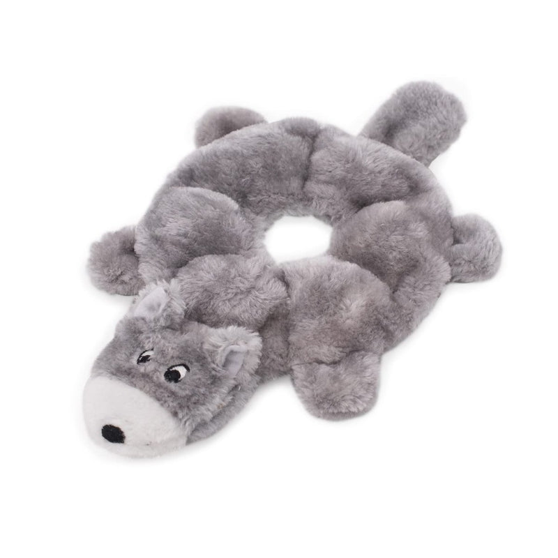 ZippyPaws - Loopy - No Stuffing Squeaky Plush Dog Toy - for Small and Medium Dogs - Wolf