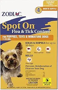 Zodiac spot on flea tick control 4month supply 7 - 15lbs topical ointment
