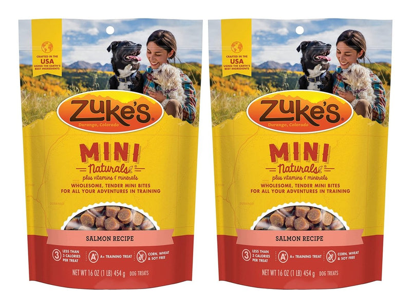 Zuke's Mini Naturals Dog Training Treats - Salmon Recipe - Soft Mini Dog Treats with Vitamins & Minerals - 16 Ounce