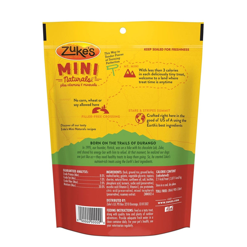 Zuke's Mini Naturals Soft Dog Treats for Training, Soft and Chewy Dog Training Treats with Duck Recipe