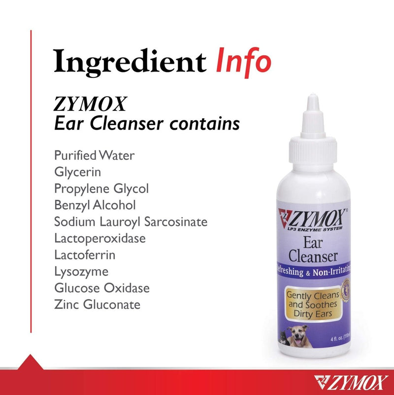 Zymox Ear Cleanser Solution for Dogs and Cats - 4 oz