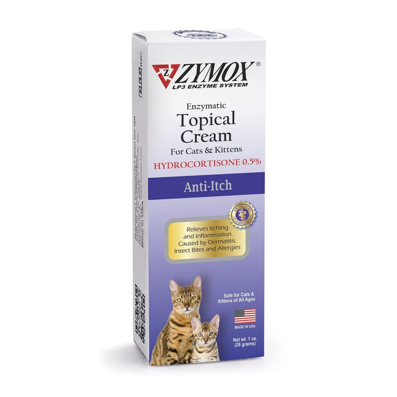 Zymox Enzymatic Anti - Itch Topical Cream with 0.5% Hydrocortisone for Cats & Kittens - 1 oz